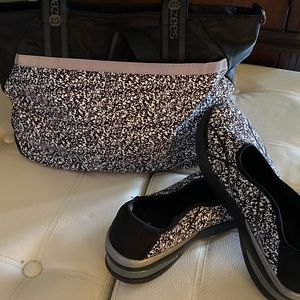Bzees Slip On’s with Coordinating Yoga/Gym Crossbody Bag Bundle